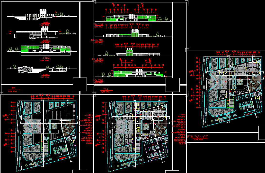 Cinema Hall AutoCAD DWG Plan with Sections and Site Layout plan