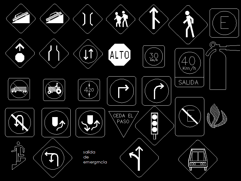 Traffic Symbol AutoCAD DWG File with Complete 2D Road Sign Layouts