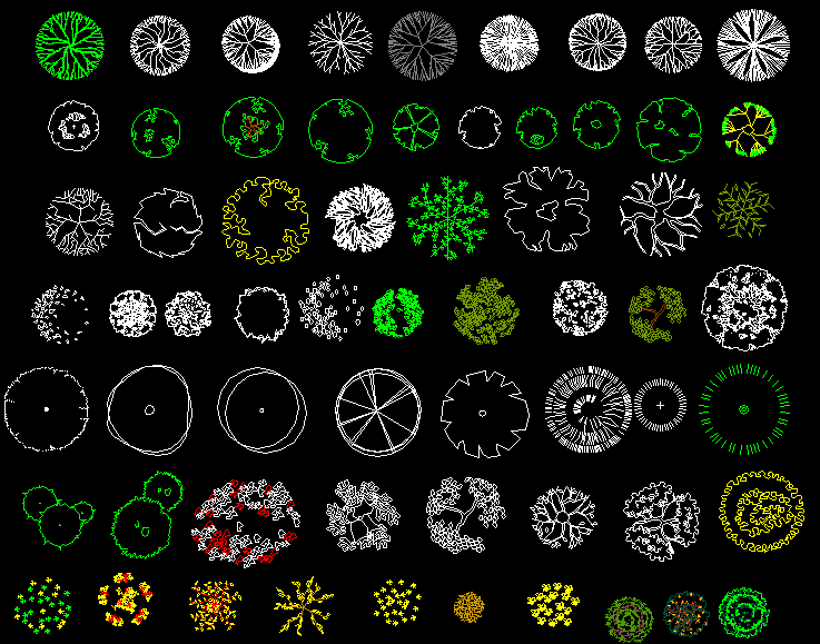 Tree AutoCAD DWG Block Collection with 2D Plant Symbols and Layouts