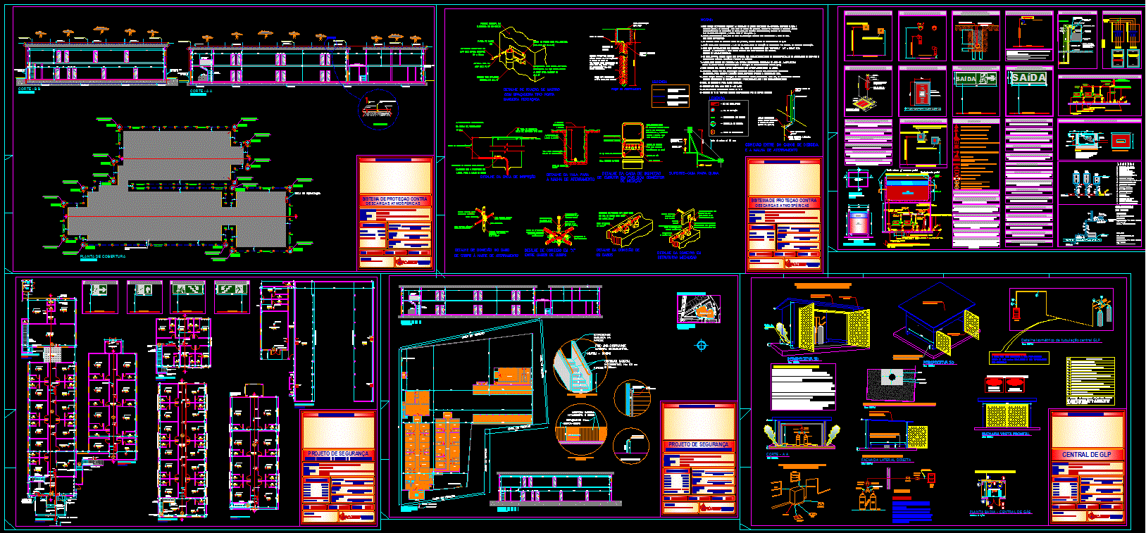 Lightning Protection System CAD Drawing for Building Design Layouts