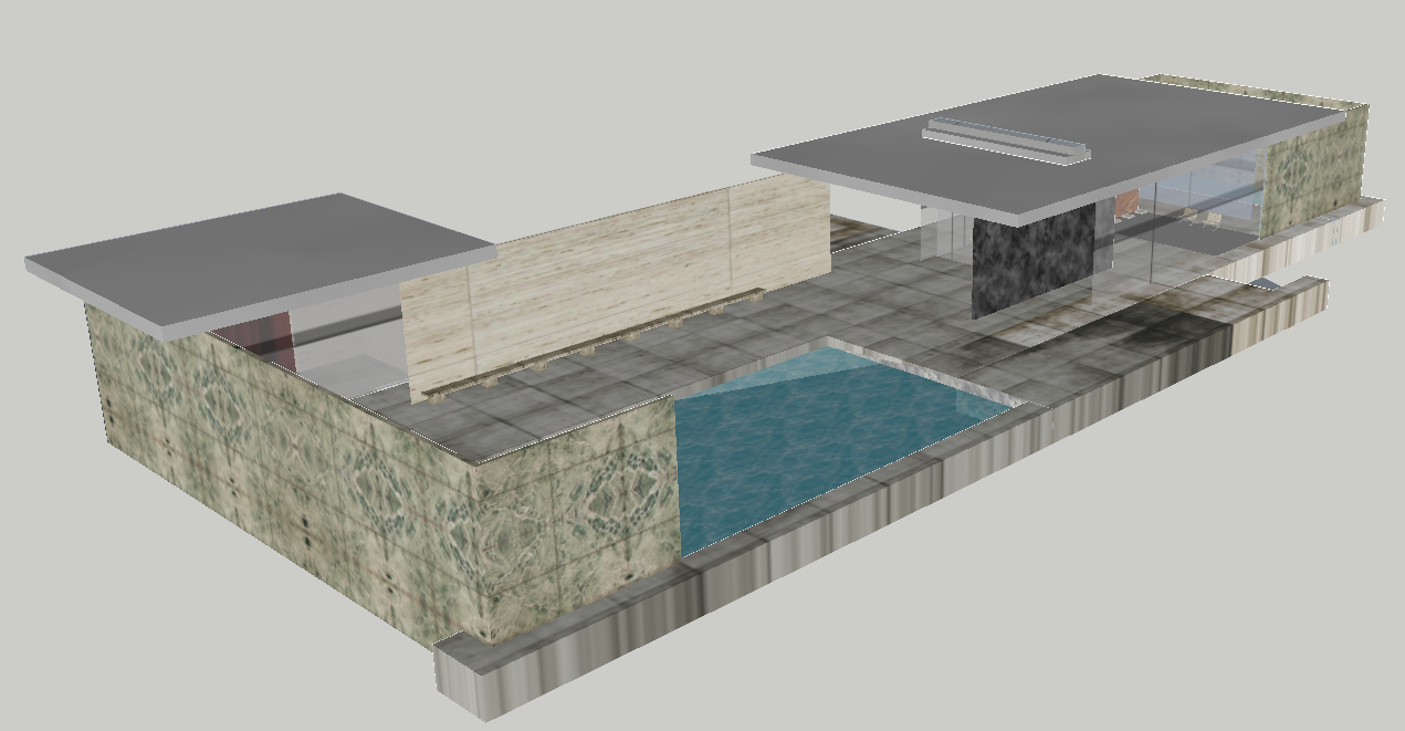 Barcelona Pavilion DWG Plan with Modern Layout and Material Details