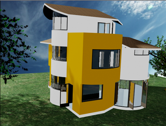 3d Bungalow Elevation dwg file.