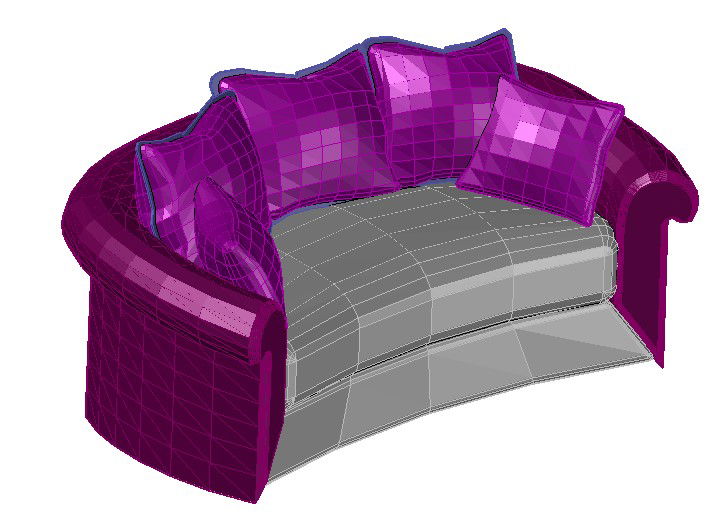 3D Cabriole Sofa DWG File for Interior CAD Projects