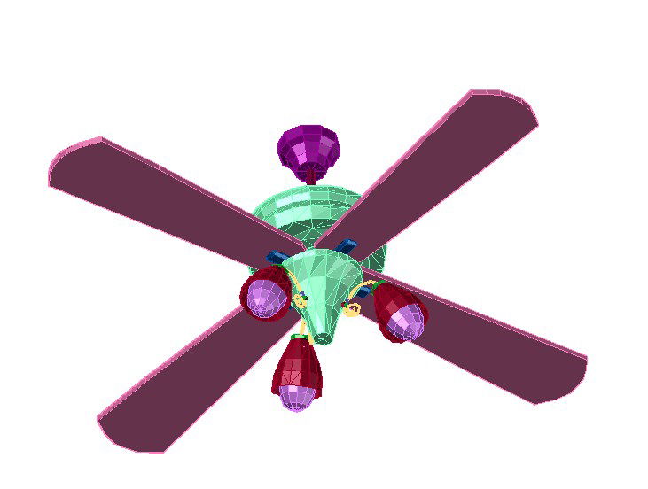 3D Ceiling Fan Design with Integrated Lighting in CAD File