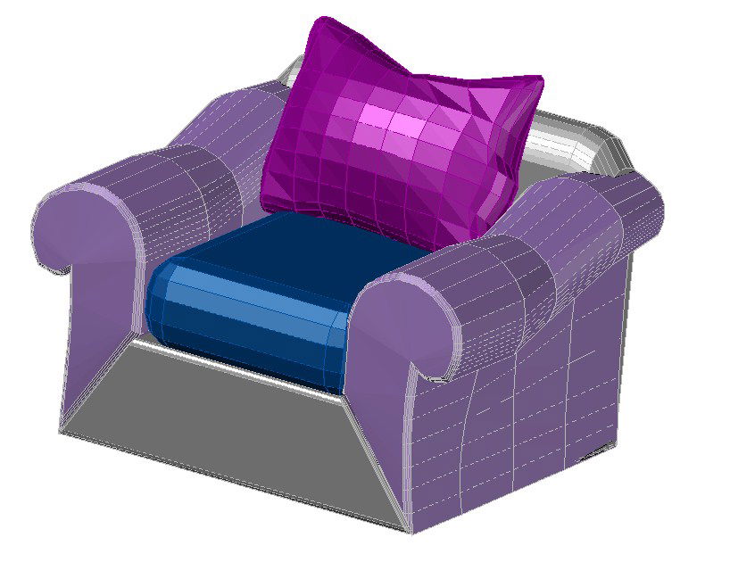 3D Chesterfield Sofa Single Seater Model AutoCAD DWG File Download