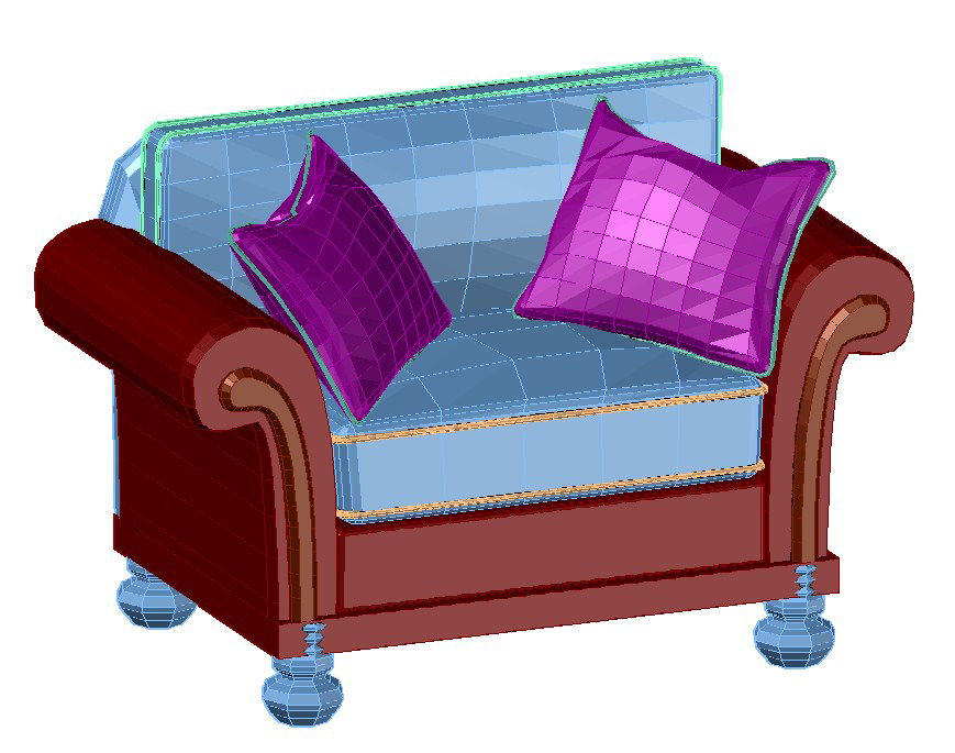 3D Club Chair DWG File for Modern Furniture Layouts