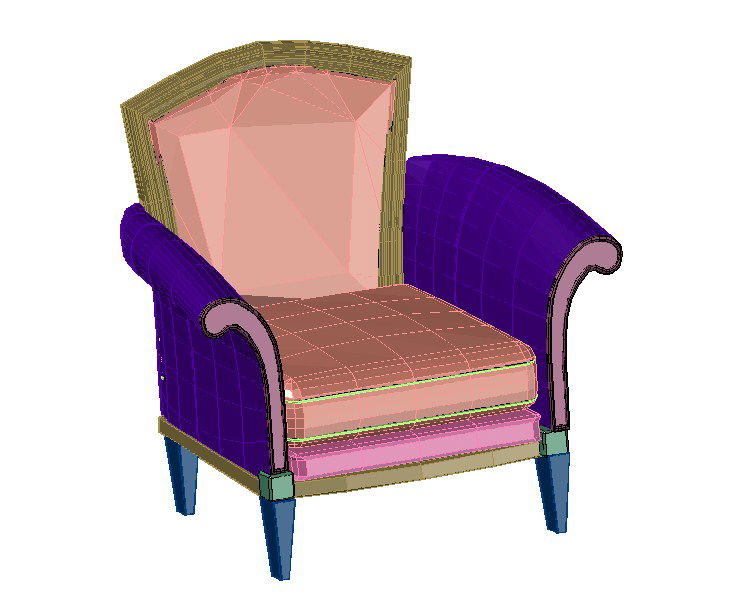 3D Club Chair Sofa DWG CAD Blocks for Interior Design