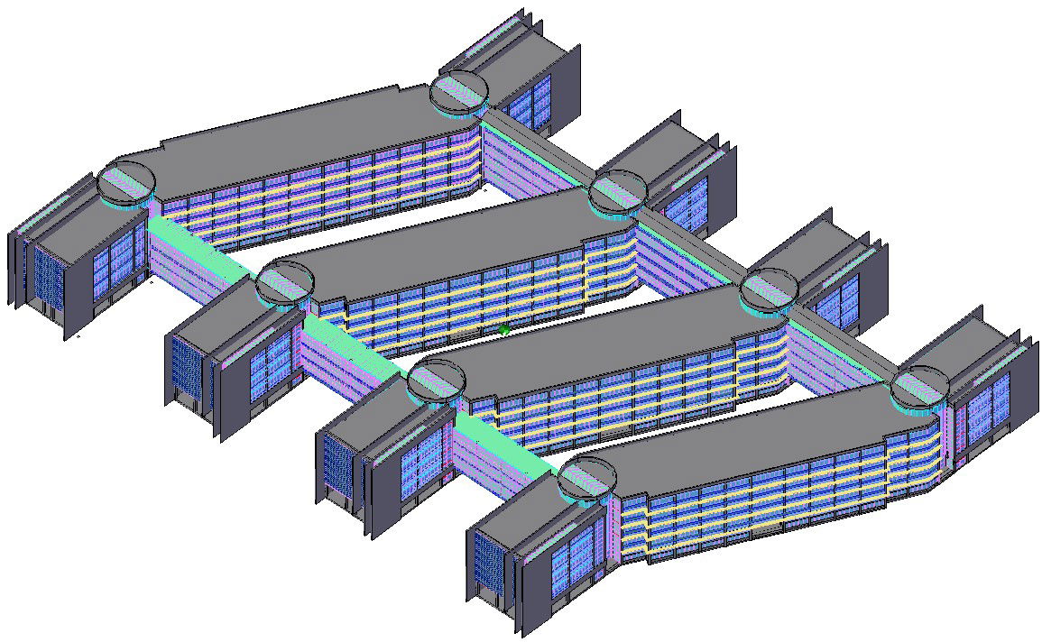 3D Commercial Building DWG file Structure with CAD Layout files