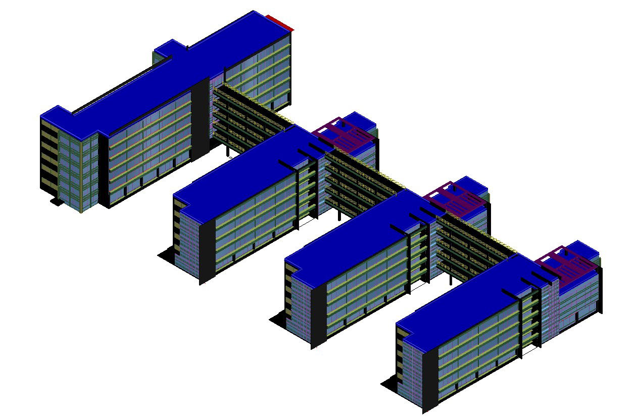 3D CAD Design of Commercial Building Model with DWG Format files
