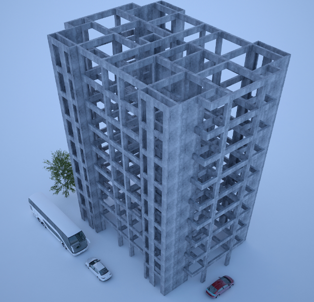 Corporate Building 3D Design Plan and Elevation in DWG Format File