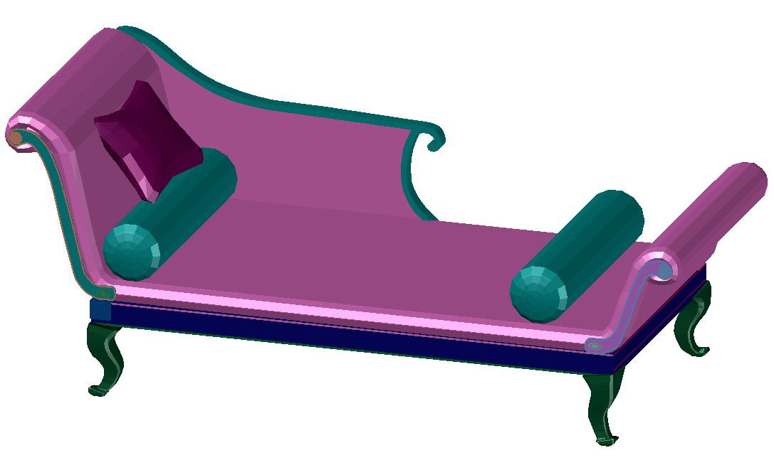 3D Divan Sofa Model DWG File for Residential Interiors