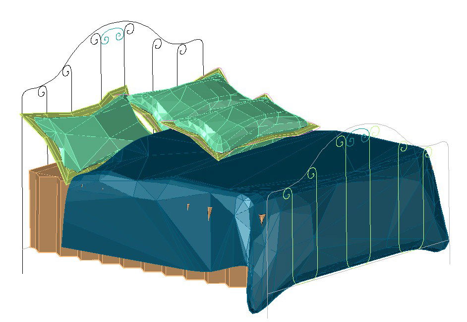 3D Iron Double Bed AutoCAD Design in DWG File Format
