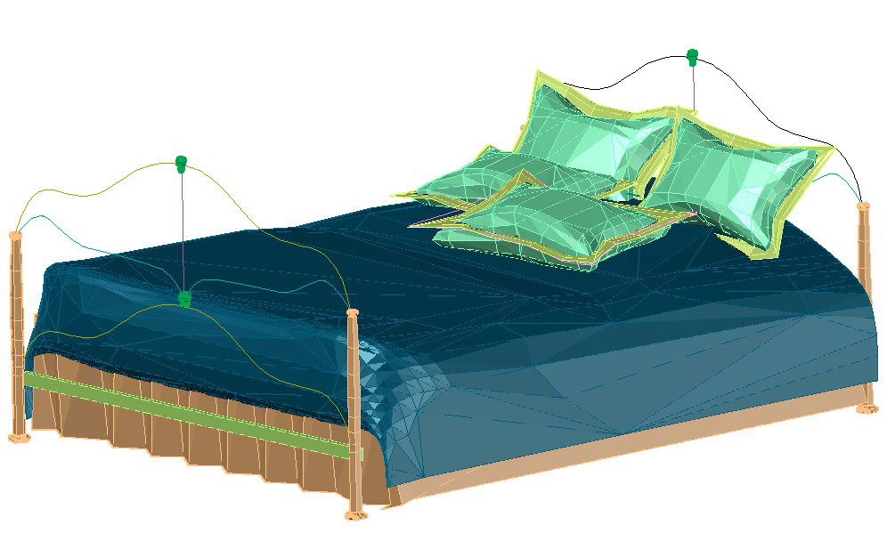3D Iron Double Bed with Mattress in AutoCAD DWG Format