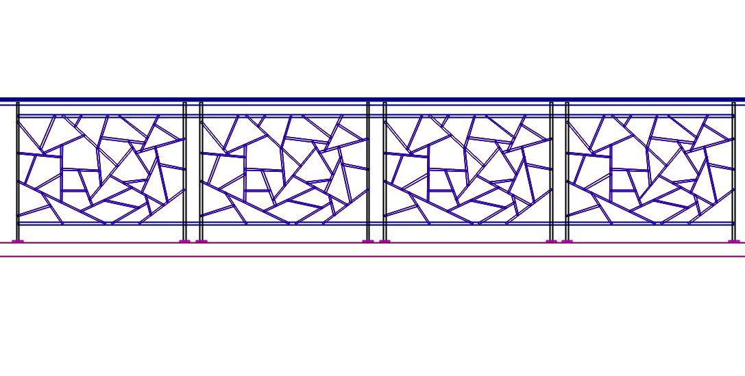 3d Iron Railing Wall Isometric Elevation AutoCAD File