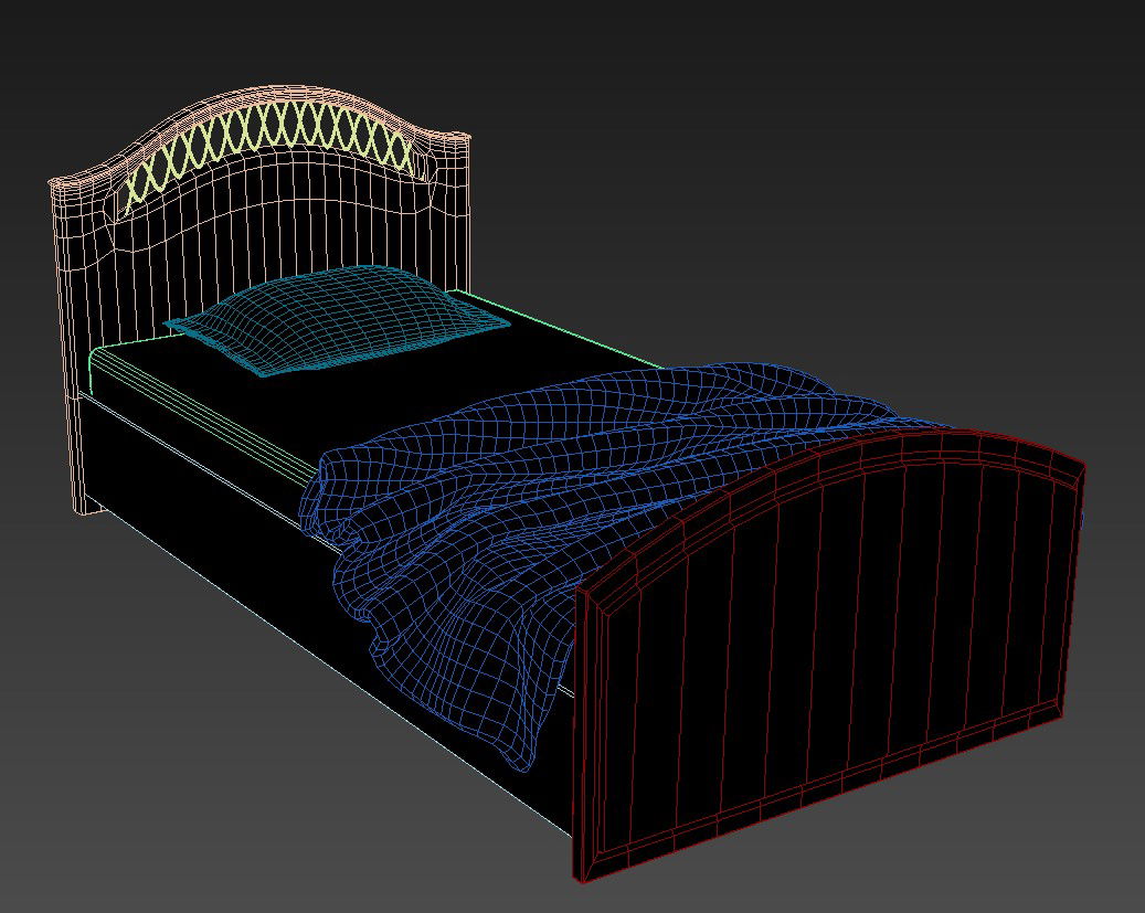 3d King Style Single Storage Wooden Bed MAX File