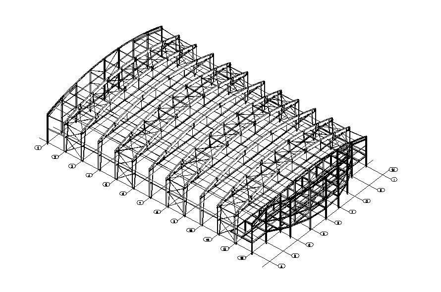 3d Long Span Structure DWG File