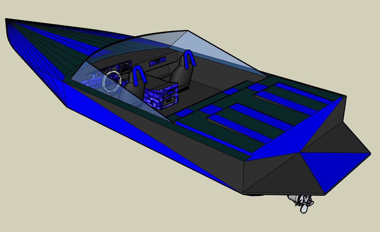 Jet Speed Boat 3D Model with CAD Design in SketchUp Drawing File