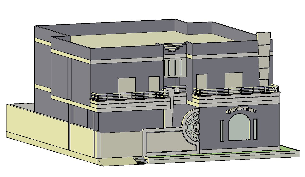3D modern house DWG file with floor plans and architectural details