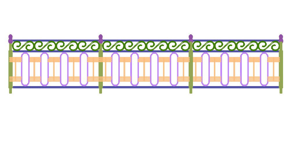 3d Railing Staircase Support Grill Wall CAd Blocks