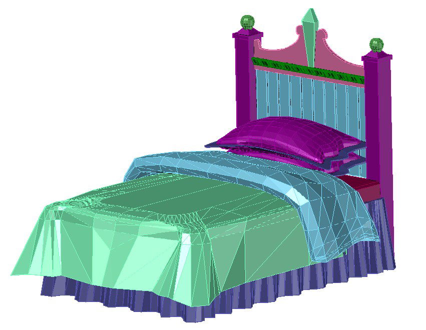 3d Single Bed With Head Board DWG File