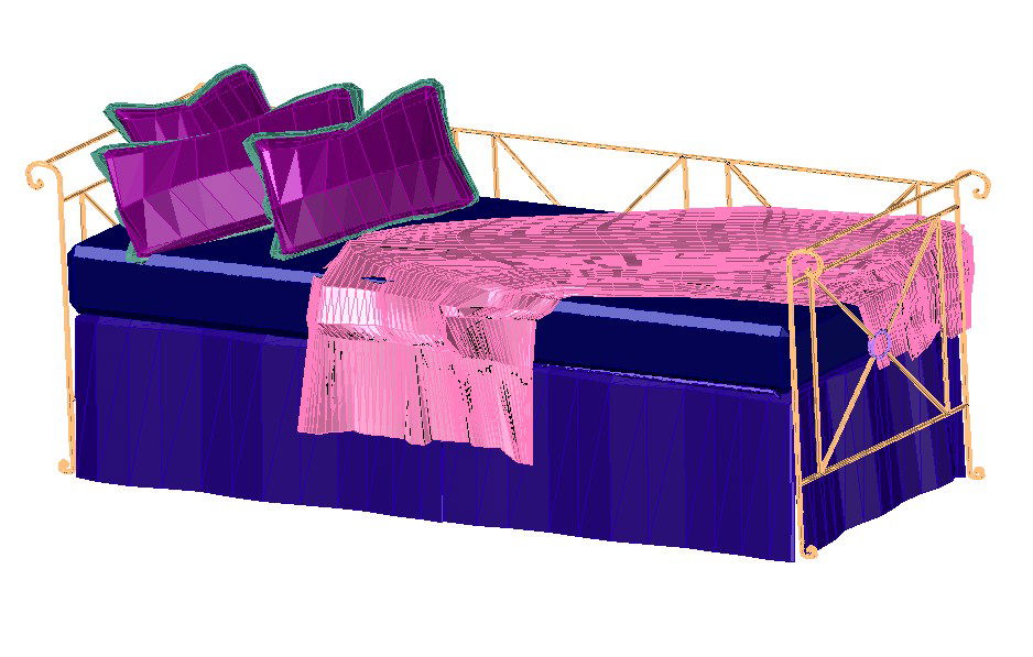 3D Single Iron Bed Design Shown in DWG AutoCAD File