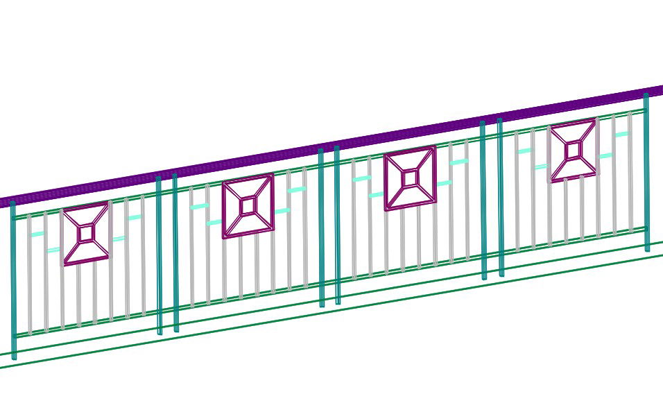 3d Staircase Support Railing Wall Free Download DWG File