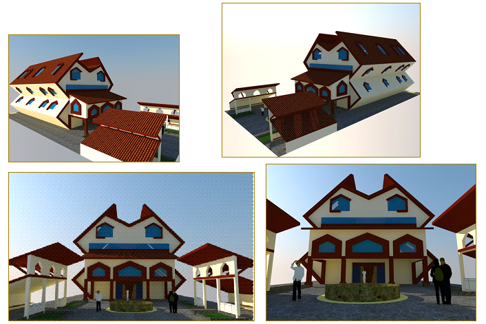 3d all sided elevation design of economic office building dwg file