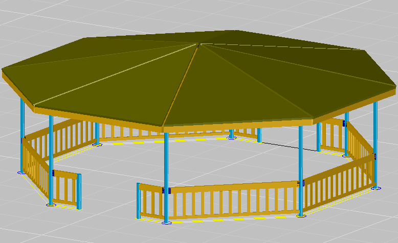 3d architecture design of circular pergola of garden dwg file