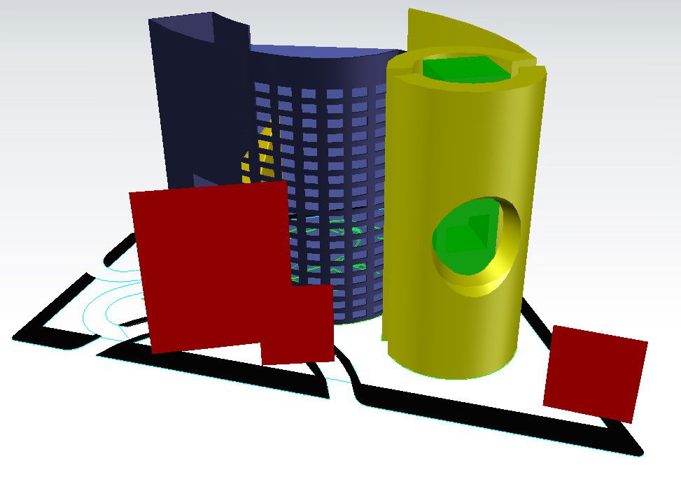 3D Commercial Building Elevation modern Design in AutoCAD DWG File