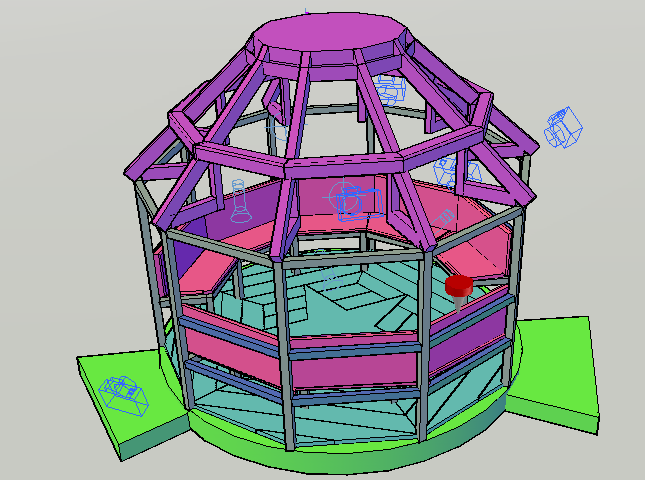 3d design of 16 foot diameter gazebo of garden dwg file