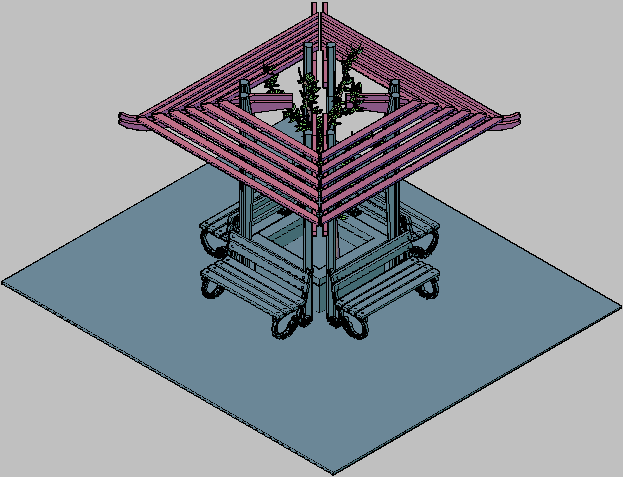 3d design of arbor of garden equipment dwg file
