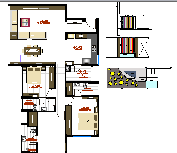 3d design of architecture layout plan of single family house dwg file
