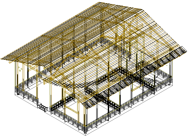 3d design of bamboo house project dwg file