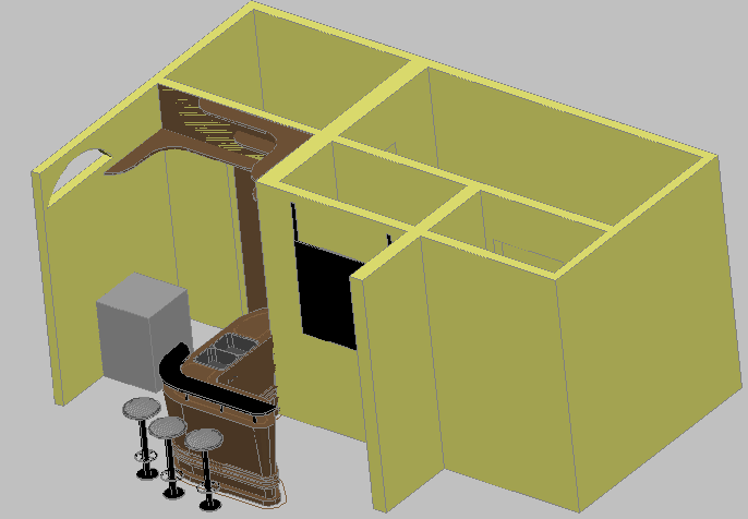 3d design of bar detail of hotel dwg file