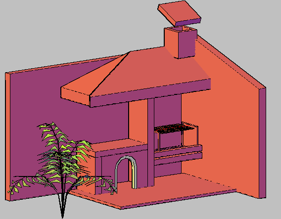 3d design of barbecue fire place grill of kitchen dwg file