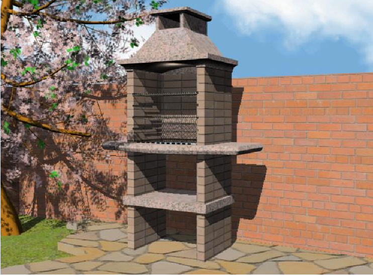 3d design of barbecue fire place grill of kitchen dwg file