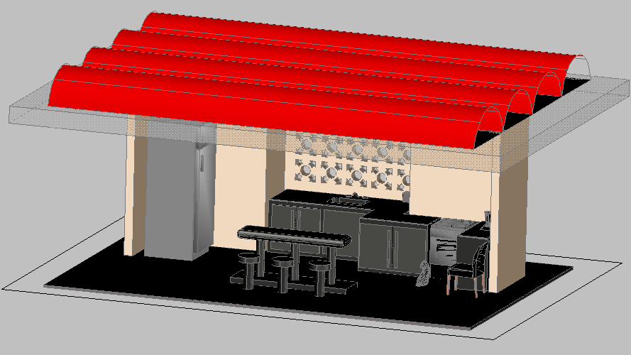 3d design of barbecue grill restaurant dwg file