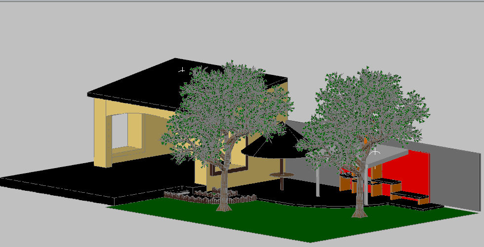 3d design of barbecue restaurant dwg file