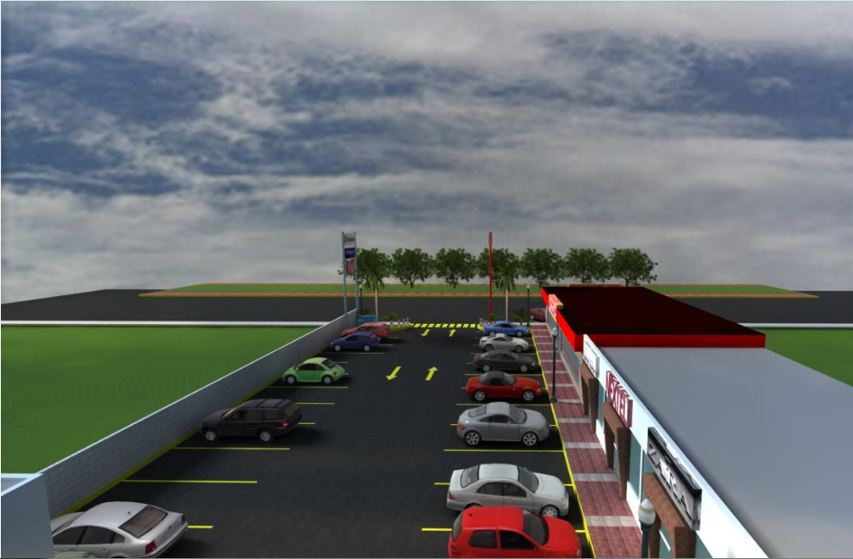 3d design of car parking lot top view of shopping center dwg file