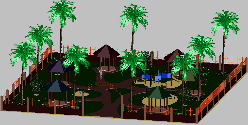 3d design of children playground landscaping dwg file