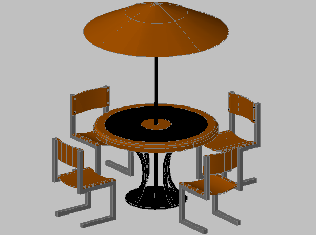 3D Coffee Table with Umbrella DWG for Outdoor Furniture