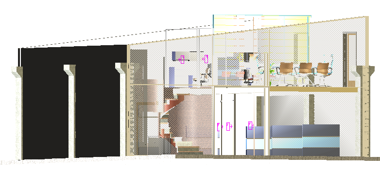 3d design of corporate office with interior and equipment dwg file