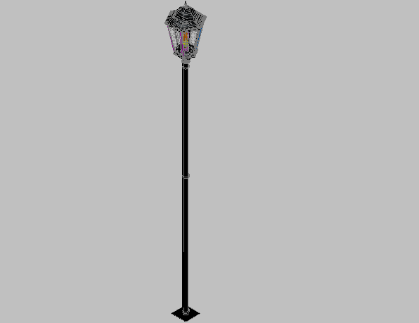 3d design of foot street light pole external with applied materials dwg file