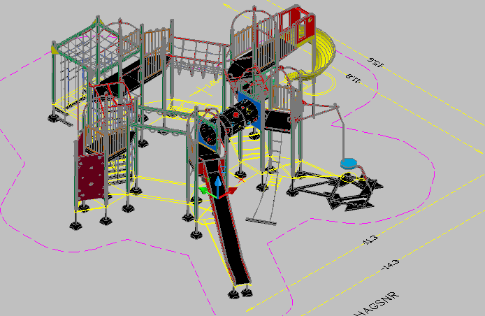 3d design of games equipment of children of park dwg file