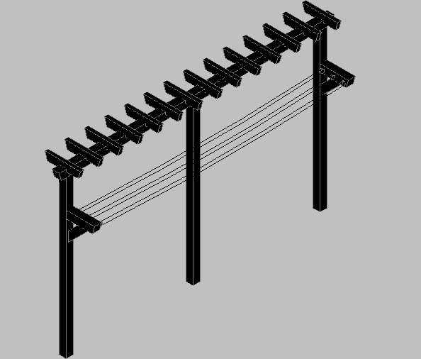 3d design of garden clothes horse in wood dwg file