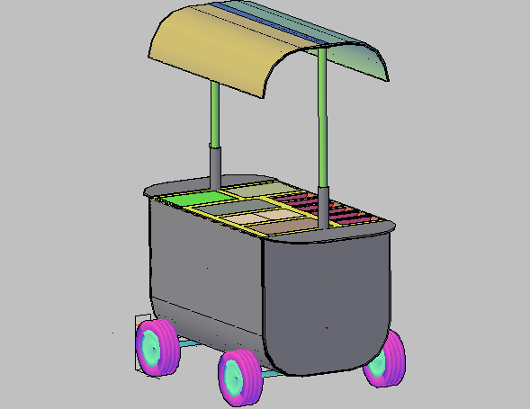 3d design of hot dog car of garden dwg file