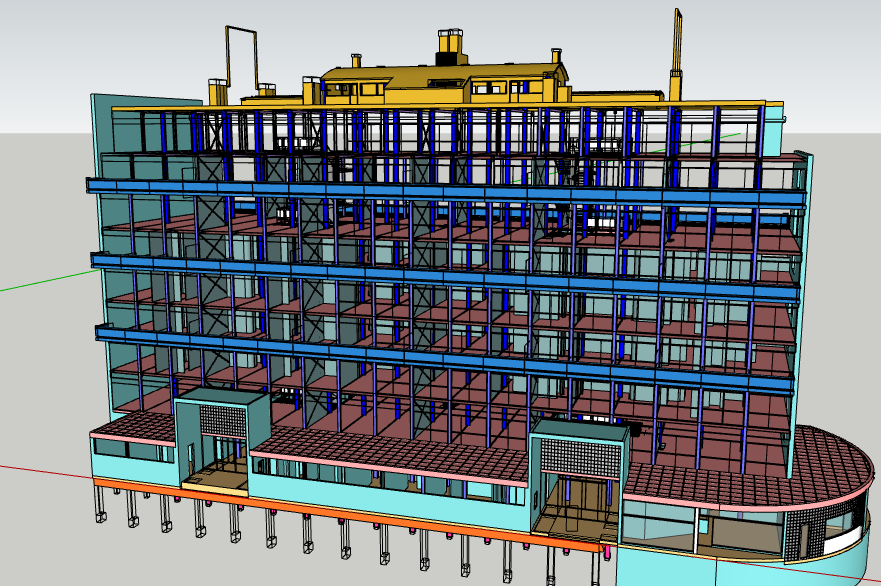 3d design of industrial plant multi-flooring building dwg file