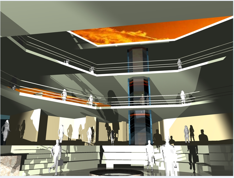 3d design of interior center design of shopping mall dwg file