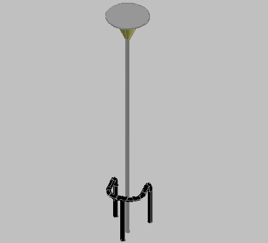 3d design of light pole lamps with metallic structure dwg file