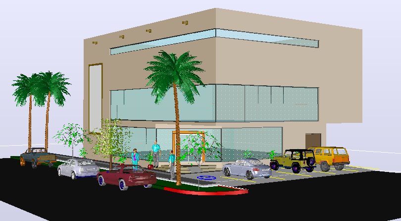 3D Fabric Store AutoCAD Design with Main Elevation and Layout View